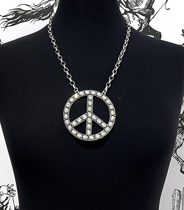New Arrival :: Wholesale Western AB Stone Peace Necklace