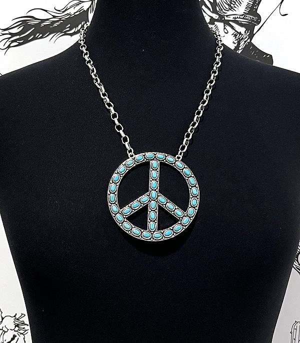 NECKLACES :: WESTERN TREND :: Wholesale Western Turquoise Peace Necklace