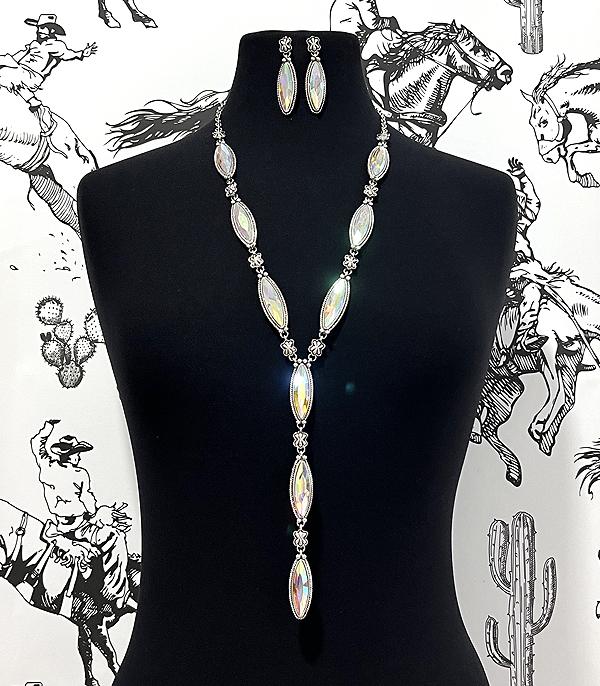 New Arrival :: Wholesale Western AB Stone Lariat Necklace Set