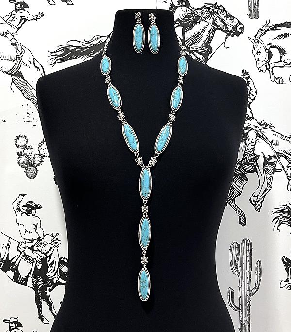 New Arrival :: Wholesale Western Turquoise Lariat Necklace Set