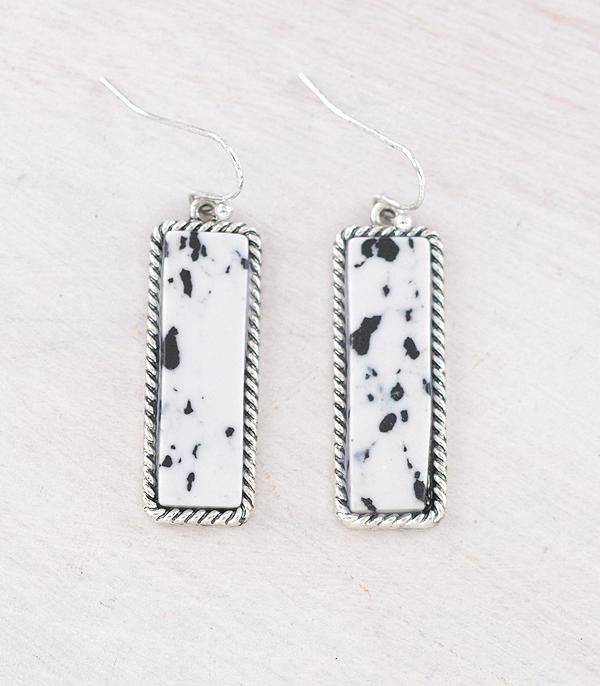 EARRINGS :: WESTERN HOOK EARRINGS :: Wholesale Western Howlite Stone Bar Earrings