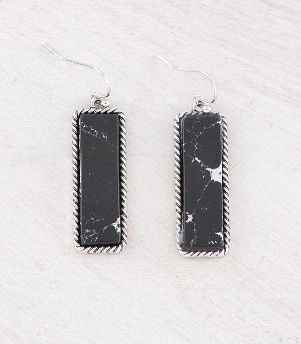 EARRINGS :: WESTERN HOOK EARRINGS :: Wholesale Western Black Stone Bar Earrings