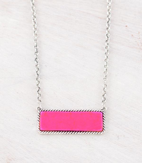 New Arrival :: Wholesale Western Fuchsia Stone Bar Necklace