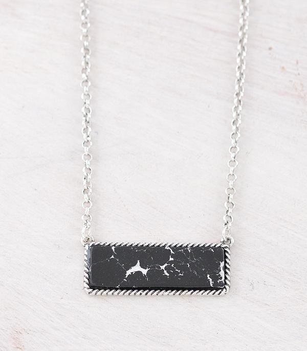 New Arrival :: Wholesale Western Black Stone Bar Necklace