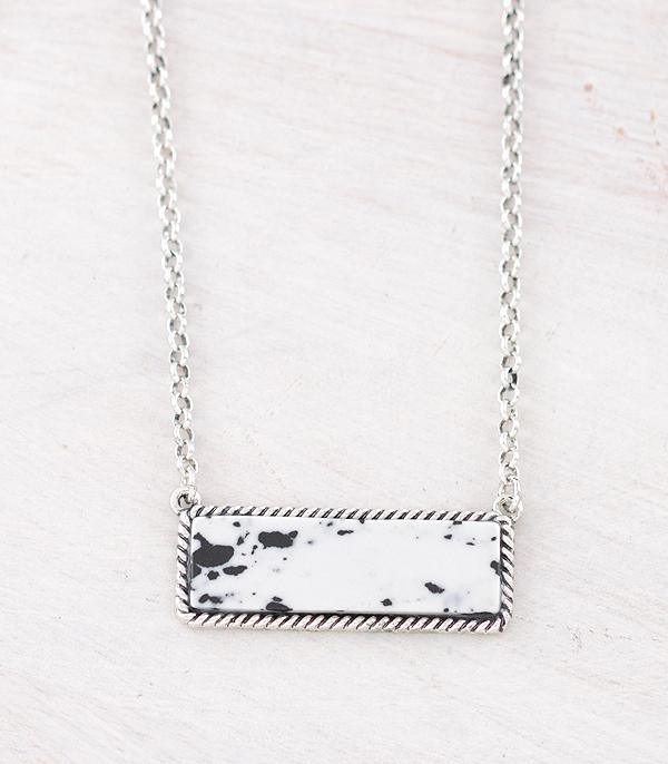 New Arrival :: Wholesale Western Howlite Stone Bar Necklace