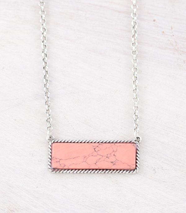 New Arrival :: Wholesale Western Peach Stone Bar Necklace