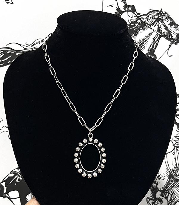 NECKLACES :: WESTERN TREND :: Wholesale Western Oval Concho Pendant Necklace