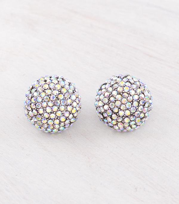 New Arrival :: Wholesale Western Ab Stone Pave Earrings