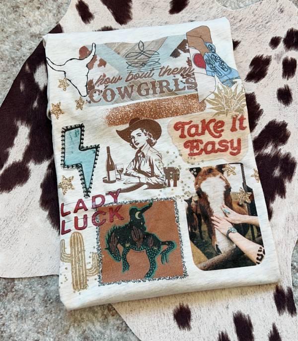 New Arrival :: Wholesale Trending Western Cowgirl Collage Tshirt