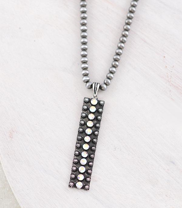 New Arrival :: Wholesale Western AB Stone Bar Necklace
