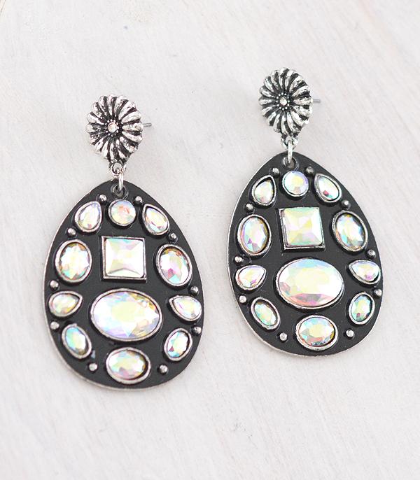 New Arrival :: Wholesale Western AB Stone Concho Teardrop Earring