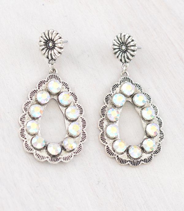 New Arrival :: Wholesale Western AB Stone Concho Teardrop Earring