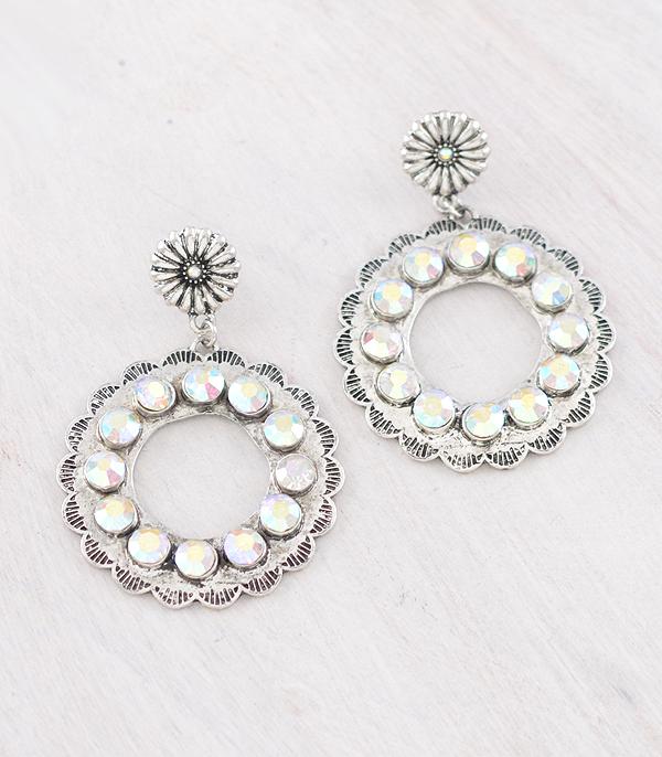 New Arrival :: Wholesale Western AB Stone Concho Earrings