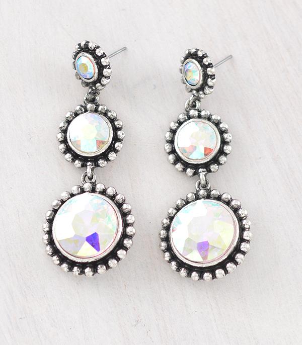 New Arrival :: Wholesale Western AB Stone Concho Drop Earrings