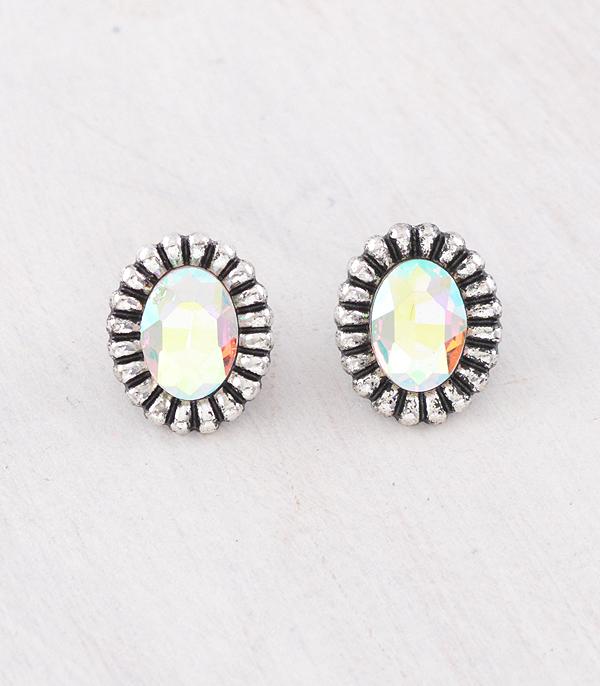 New Arrival :: Wholesale Western AB Stone Concho Earrings