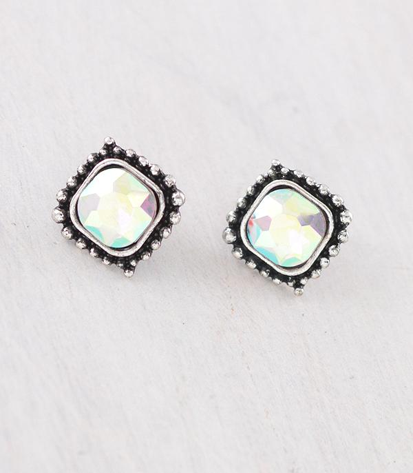 New Arrival :: Wholesale Western AB Stone Concho Earrings