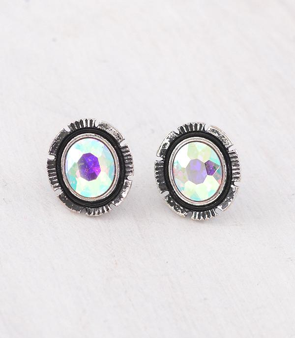 New Arrival :: Wholesale Western AB Stone Concho Earrings
