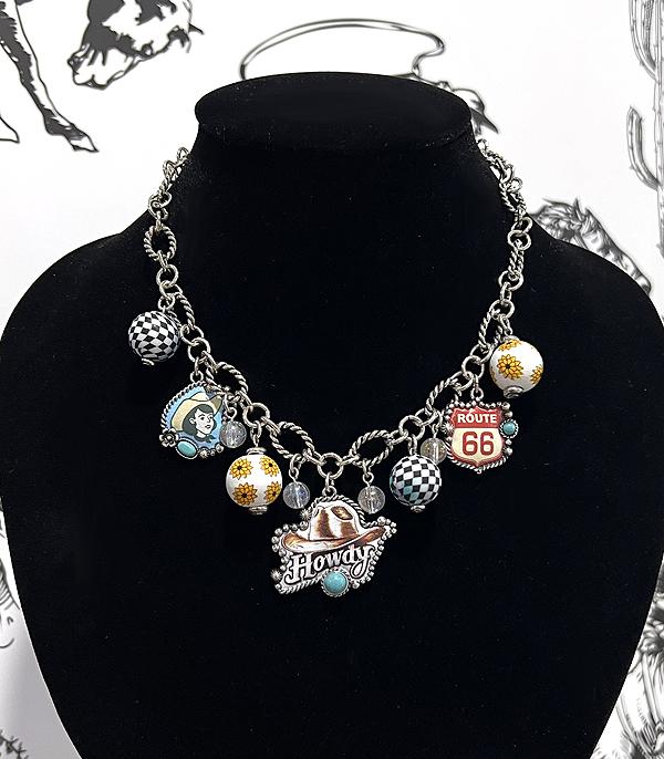 New Arrival :: Wholesale Western Vintage Cowgirl Charm Necklace