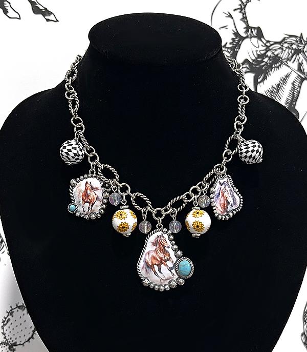 New Arrival :: Wholesale Western Horse Charm Necklace