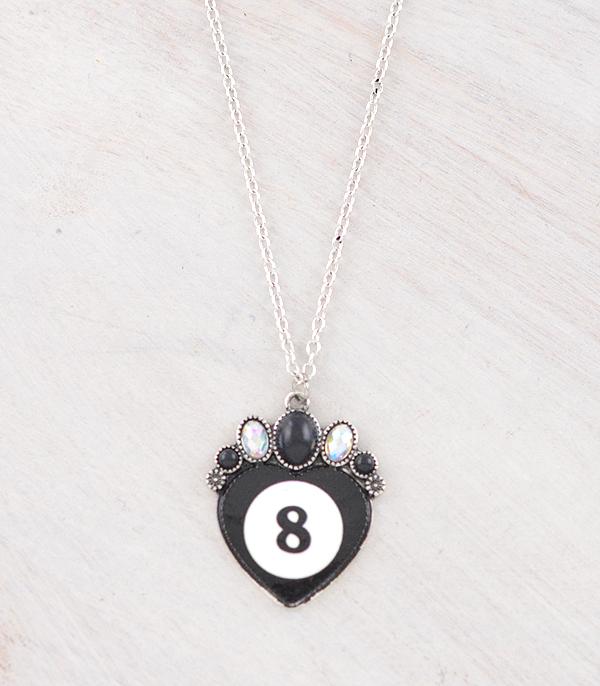 New Arrival :: Wholesale Western Eight Ball Heart Necklace