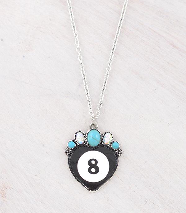 New Arrival :: Wholesale Western Eight Ball Heart Necklace