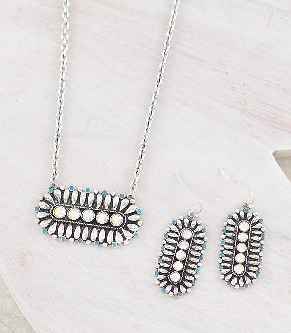 New Arrival :: Wholesale Western Ab Stone Concho Necklace Set