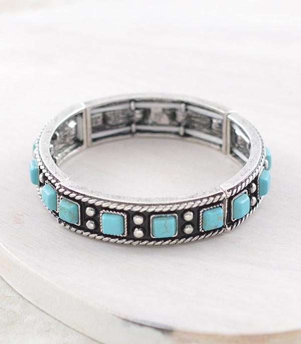 New Arrival :: Wholesale Western Turquoise Stretch Bracelet