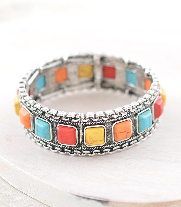 New Arrival :: Wholesale Western Chiclet Stone Bracelet