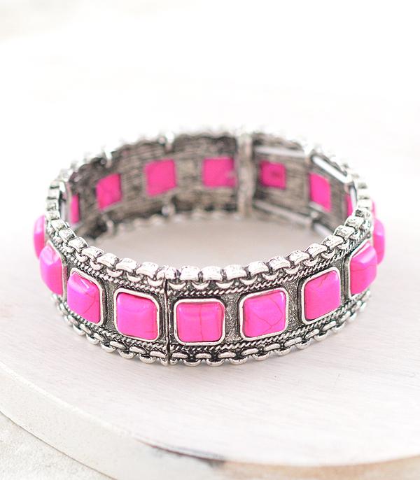 New Arrival :: Wholesale Western Chiclet Stone Bracelet