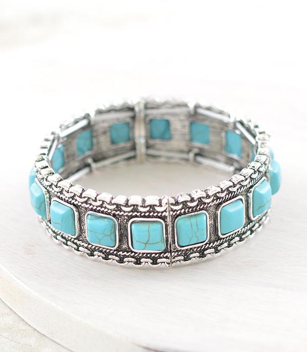 New Arrival :: Wholesale Western Chiclet Stone Bracelet