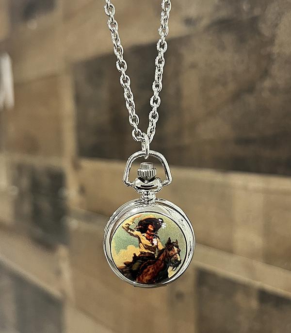 New Arrival :: Wholesale Vintage Cowgirl Clock Locket Necklace