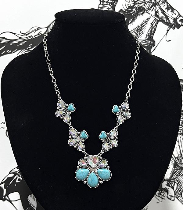 New Arrival :: Wholesale Western Turquoise Ab Stone Necklace
