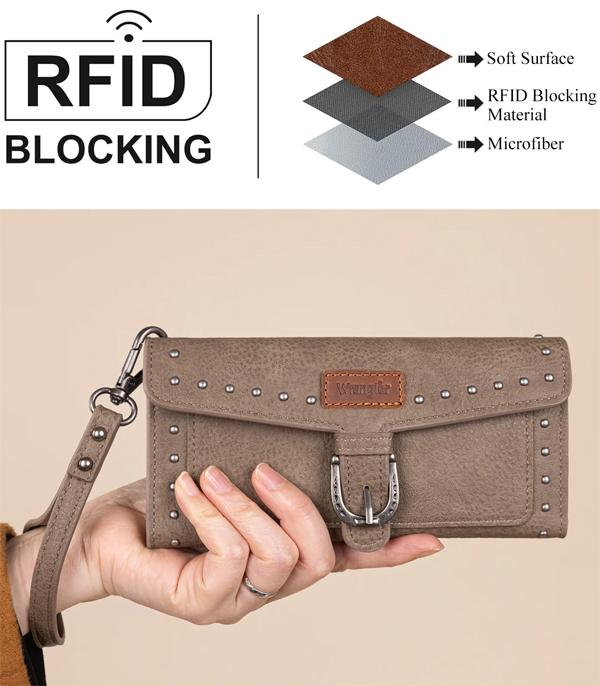 New Arrival :: Wholesale Wrangler Tri-Fold RFID Wallet Wristlet