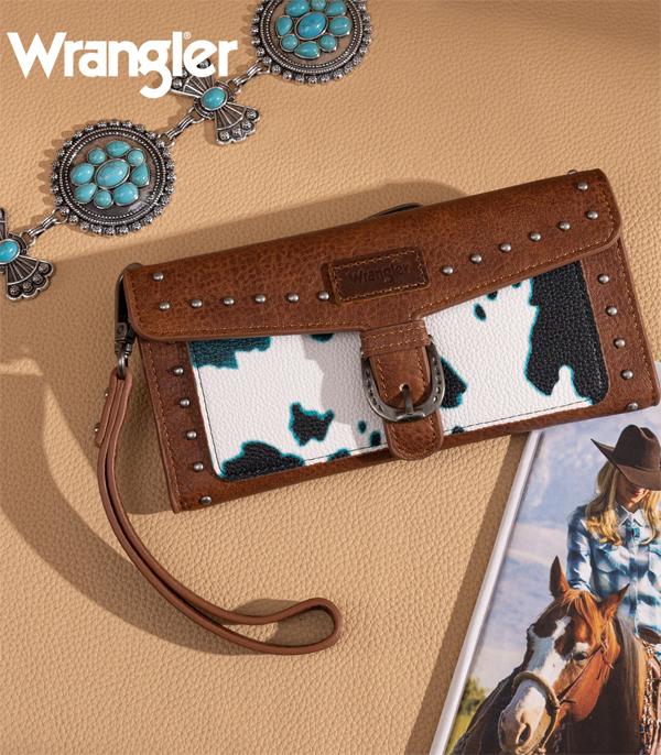New Arrival :: Wholesale Wrangler Cow Print RFID Wristlet Wallet