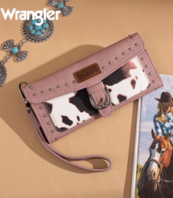 New Arrival :: Wholesale Wrangler Cow Print RFID Wristlet Wallet