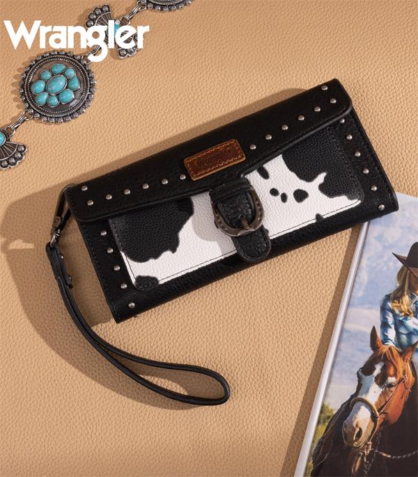 New Arrival :: Wholesale Wrangler Cow Print RFID Wristlet Wallet