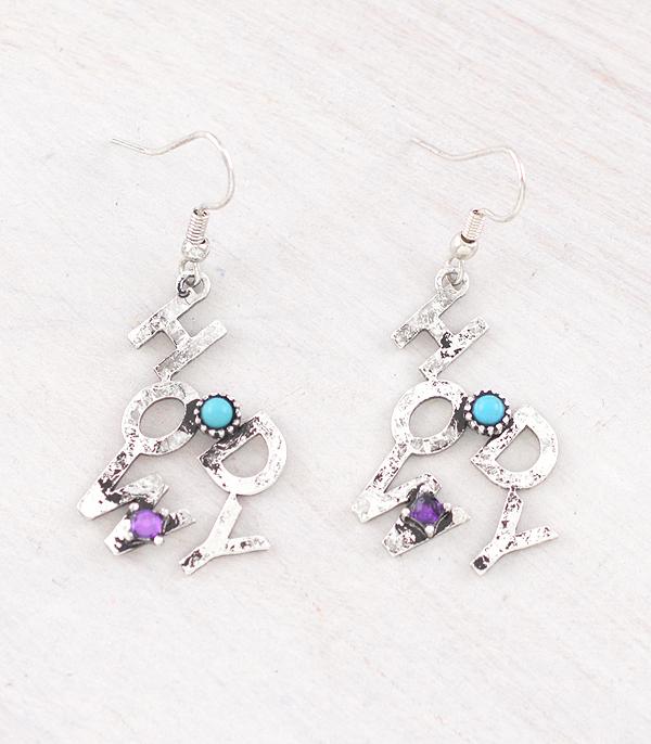 New Arrival :: Wholesale Western Howdy Stacked Letter Earrings