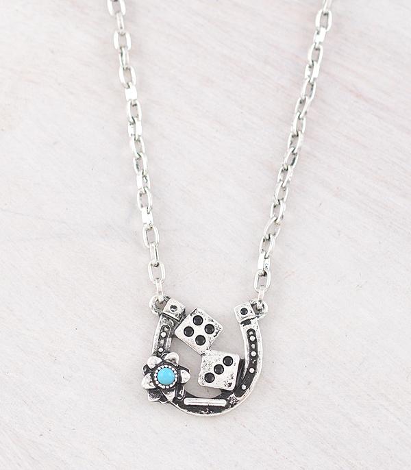 New Arrival :: Wholesale Western Horseshoe Dice Necklace
