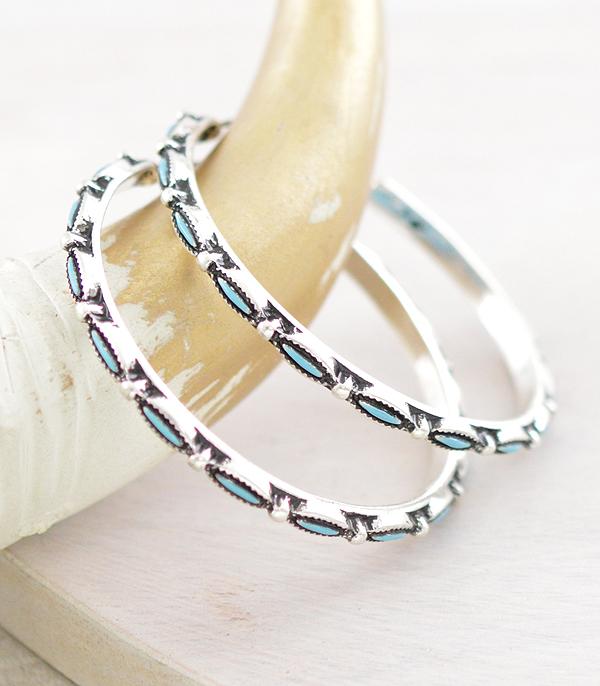 New Arrival :: Wholesale Western Turquoise Hoop Earrings