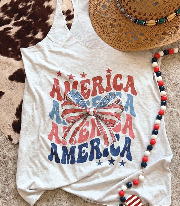 New Arrival :: Wholesale America Bow Soft Racerback Tank