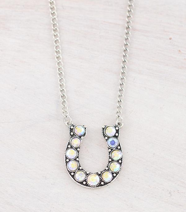 New Arrival :: Wholesale Western AB Horseshoe Necklace