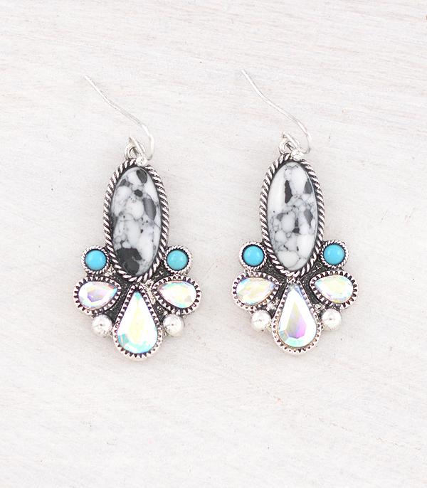New Arrival :: Wholesale Western Howlite Semi Stone Earrings