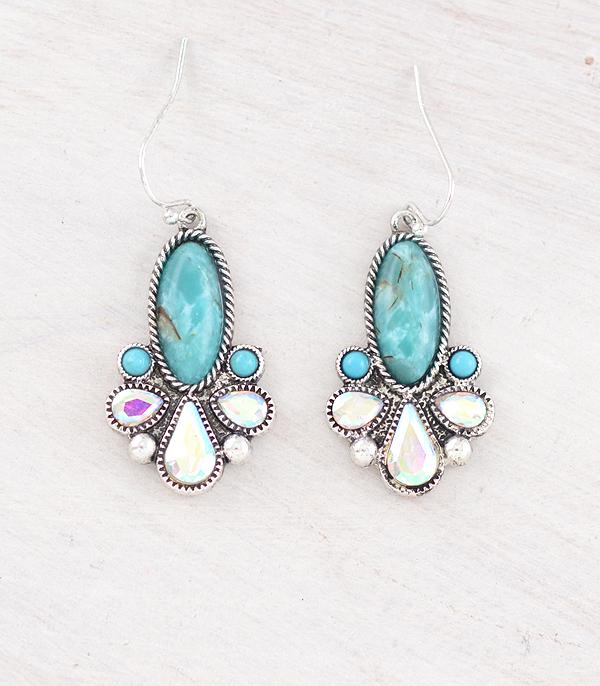 New Arrival :: Wholesale Western Turquoise AB Stone Earrings
