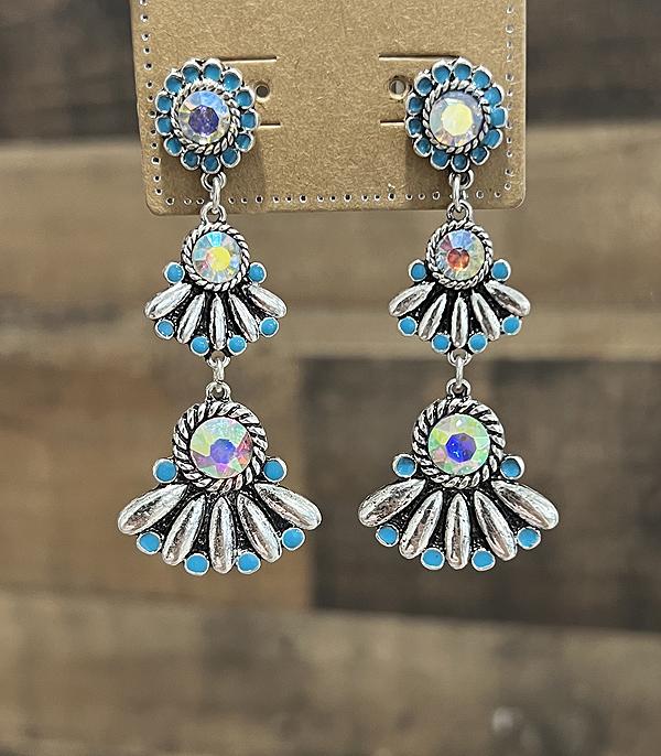 New Arrival :: Wholesale Western Ab Stone Statement Earrings