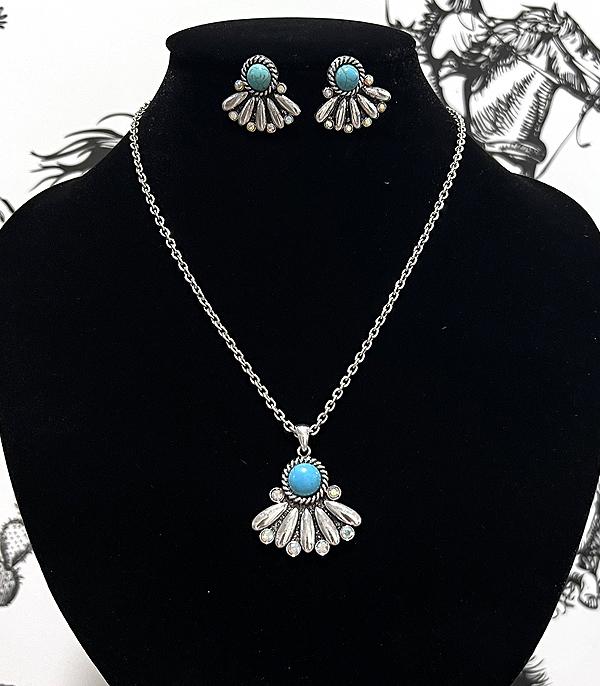 New Arrival :: Wholesale Western Turquoise Pendant Necklace Set