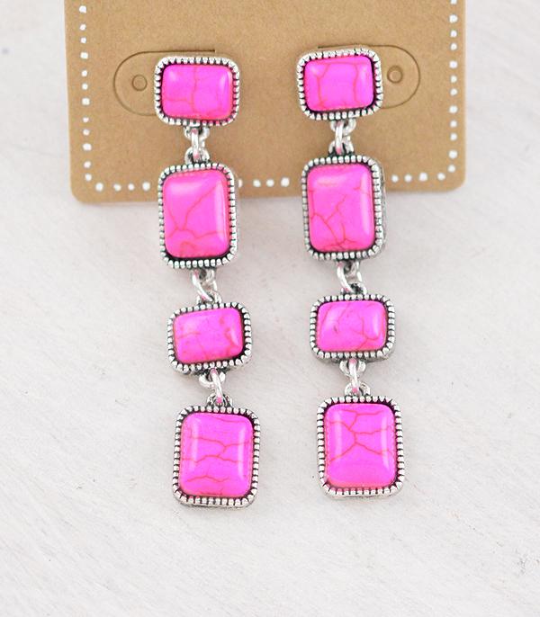 New Arrival :: Wholesale Western Chiclet Stone Earrings