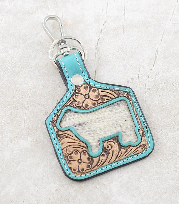 New Arrival :: Wholesale Western Leather Cattle Tag Keychain