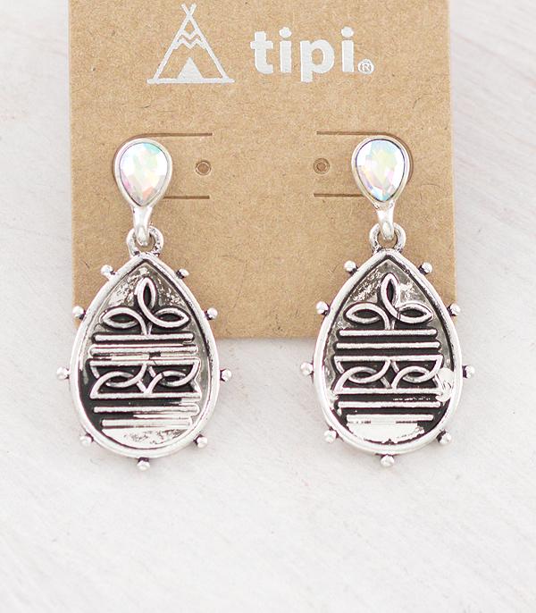 New Arrival :: Wholesale Western Boot Stitch Teardrop Earrings