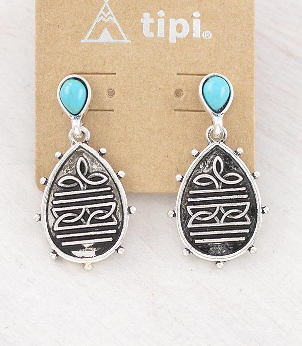 New Arrival :: Wholesale Western Boot Stitch Teardrop Earrings