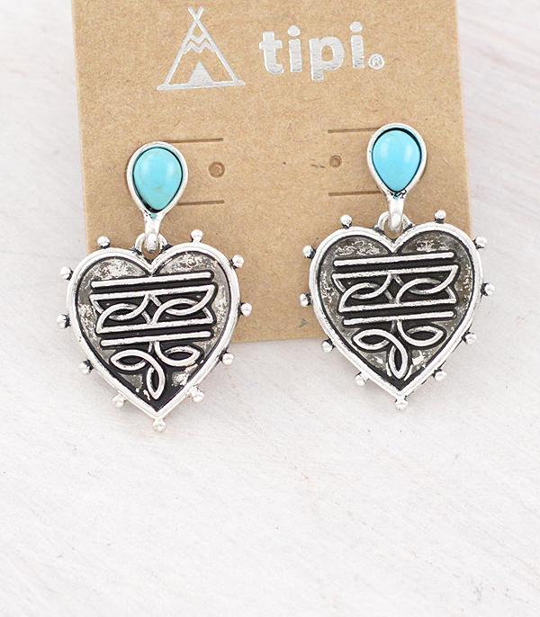 New Arrival :: Wholesale Western Boot Stitch Heart Earrings